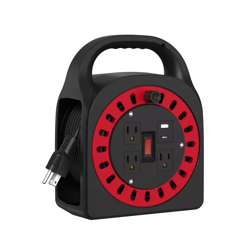 3 aljzat USB műanyag kábel orsó 50 ft 3 aljzat USB műanyag kábel orsó 50 ft