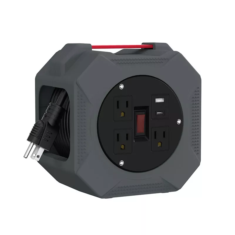 3 Kimenet Usb2.4a Műanyag kábeltekercs 30ft