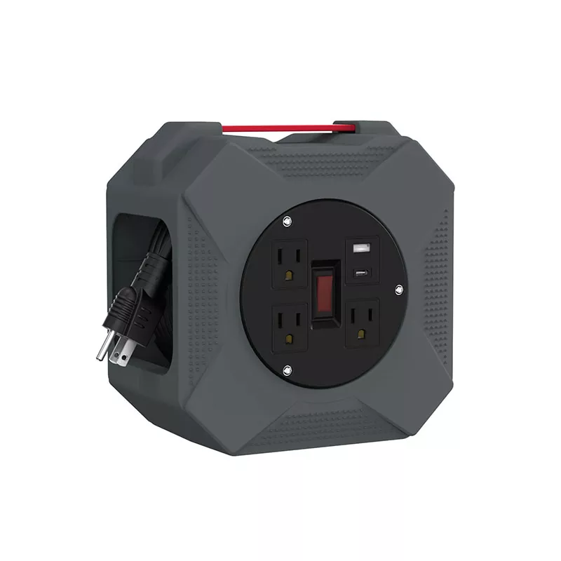 3 aljzat Usb2.4a Műanyag kábeltekercs 45 ft