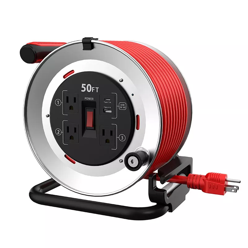 3 aljzat Usb4a fém kábeltekercs 50 ft
