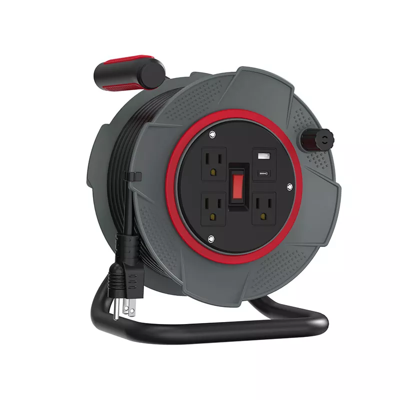 3 csatlakozós USB műanyag kábeltekercs 45 láb